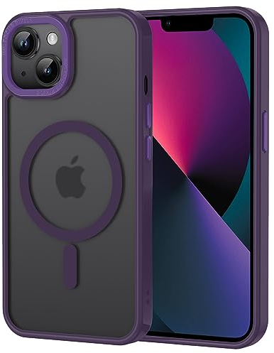 XTCASE Cover Magnetica per iPhone 13 [Compatibile con MagSafe], Custodia Traslucida Opaca Posteriore Resistente ai graffi TPU Bumper Antiurto Sottile Protettiva Case, Viola