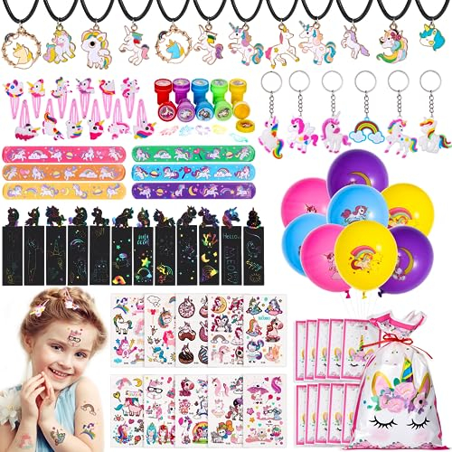 Einhorn Mitgebsel Kinderparty, Geburtstagsdeko MäDchen for 5 6 7 8 9 10+Jahre Einhorn Mitgebsel Kinderparty Karneval Spiele Schatzkiste Preise Klassenzimmer Belohnungen Geburtstag