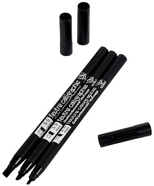 Homéa, Set de 3 Stylos Calligraphie 3 Pointes 2/3,5 / 5Mm Noir