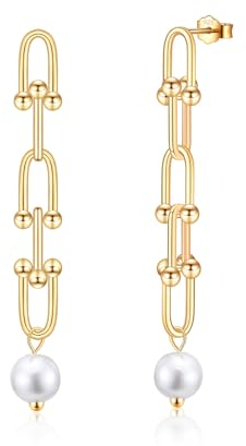 Ohrstecker Perlenohrringe Silber 925 Hängend Gold Perlen Ohrringe Damen Perlen Ohrhänger Vergoldet Schmuck für Frauen Mädchen