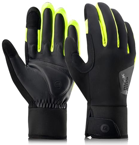 ROCKBROS Winterhandschuhe, Fahrrad Handschuhe Winter Touchscreen Thermohandschuh, Laufhandschuhe Winddichte rutschfest Skihandschuhe Herren Damen Outdoor Thermo Handschuhe