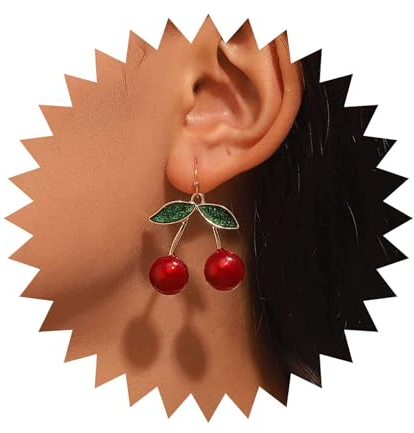 Dervivea Vintage Rote Kirsche Baumeln Ohrringe Rot Acryl Kirsche Tropfen Ohrringe Emaille Kirsche Ohrringe Kirsche Obst Ohrringe Schmuck Für Frauen Und Mädchen