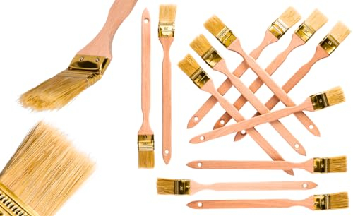 ToolSpace Heizkörperpinsel Winkelpinsel 12 Stück Eckpinsel Langer Stiel 34cm Holzgriff Heizungspinsel Naturborsten Pinsel Lang Stiel Gebogen Heizkörperpinselset 36mm für Schwer Zugängliche Stellen DIY