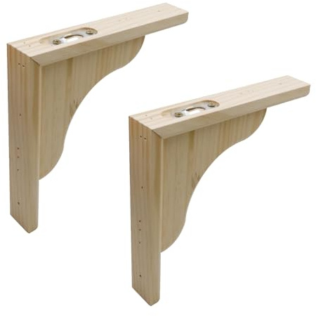 Antrader Solid Wall Mount Wood Shelf Bracket,2Pcs 7 Wooden Shelf Brackets, DIY Wood Bracket Include Mounting Screws,18*18*3cm