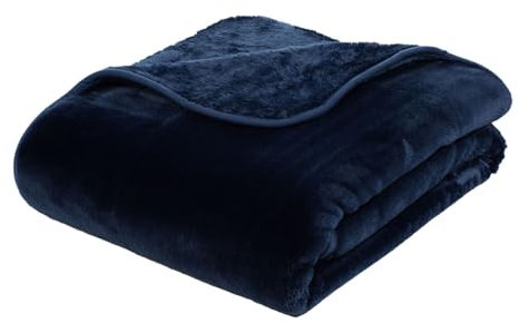 liebling Kuscheldecke Cashmere Feeling 220 x 240 cm, Marine, Premium Sofa Decke, Dicke warme Wohndecke, 500 gr. / m²