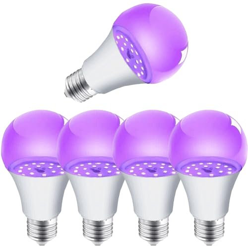 MODOAO UV Glühbirne lila Beleuchtung schwarz Party Glühbirne E27 Nachtlicht Glühbirne 395nm Schwarzlicht nur für tailgating und andere verschiedene Szenen (5, white)