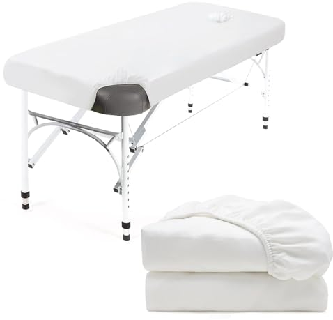 Luriseminger 2pcs Spannbezug mit Loch für Massageliege, 70 x 190cm Waschbar Massageliege Bezug mit Nasenschlitz Weicher Überzug für Massageliege Hautfreundlicher Kosmetikliege Liegenbezug