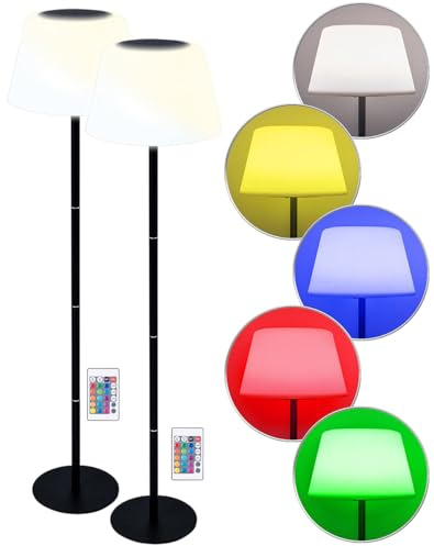2 lampes sur pied solaires télécommandées LED RVB CCT [Lunartec]