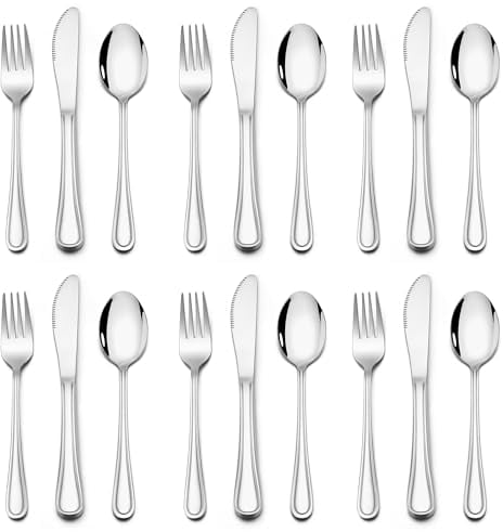 Joyfair Kids Cutlery Set, 18 Pcs Stainless Steel Childrens Cutlery Set, Toddler Flatware/Child Eating Utensils Include 6 Forks, 6 Spoons, 6 Safe Knives, Small Size & Reusable, Dishwasher Safe
