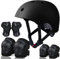LANOVAGEAR Set de Protección Patinaje, Protección Infantil Consta de Casco Ajustable Rodilleras Coderas para Skate Patinaje Ciclismo Monopatín línea (Negro, S)