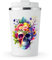 MAXIKIWI - Insulated Double Walled, Leakproof Stainless Steel Mug, Coffee or Tea Travel Tumbler with Lid, Keep Drinks Hot and Cold - Floral Skull Watercolor - 350ml