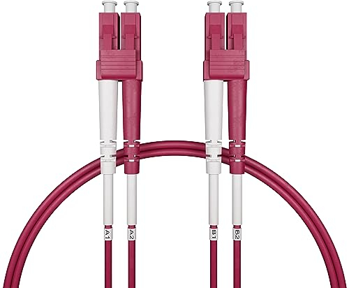 nexinex - 1m OM4 Glasfaserkabel LC/UPC auf LC/UPC Patchkabel | Duplex Multimode Glasfaser LWL Lichtwellenleiter Kabel LC/LC