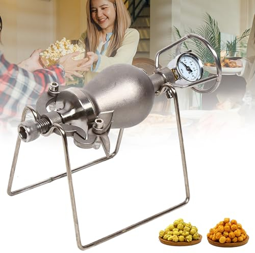 MOFGOE Máquina de Palomitas de maíz Manual, Mini máquina de Palomitas de maíz de Acero Inoxidable 304, Amplificador de Alimentos Antiguo Chino, Olla a presión de Palomitas de maíz para,100ml