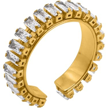 Heideman Ringe Damen aus Edelstahl silber gold farbend poliert Damenring für Frauen mit Stein Zirkonia weiß