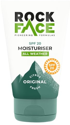 Rock Face Men's Moisturiser, SPF 20, All Weather Daily Face Cream, 100ml | Helps protect from UVA & UVB rays with non-greasy aloe vera, daily hydration, shields skin against harsh climate conditions