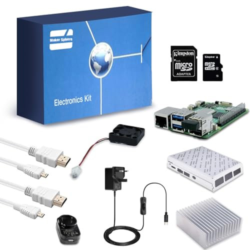 sb components Complete Starter Kit for RPi 4 Model B 2GB with 32GB SD Card, Raspberry-Pi Aluminium Case (RPi 4 Model B 2GB)