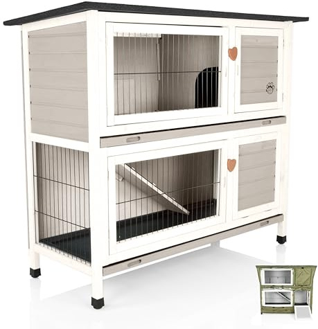 Rabbit Hutch And Cover Grey 4ft by Cozy Pet Hide Rabbit Run Guinea Pig House Ferret Cage Rabbit Hutches in Grey RH04GR + RH04C