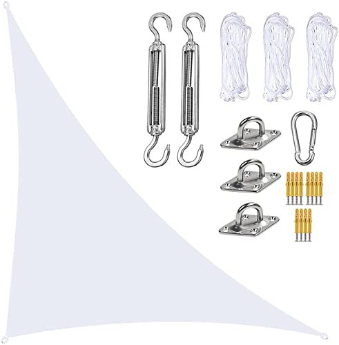 Tenda da sole impermeabile 3 x 4 x 5 m, triangolare, impermeabile, con occhielli e corde di tensione, per giardino, patio, campeggio, copertura per sedia a uovo inclusa (3 x 3 x 4,3 m)