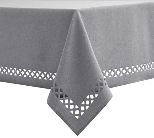 MIULEE Leinen Optik Tischdecke Hellgrau Tischdecken 100x140cm Abwaschbar Lotuseffekt Eckig Rechteckig Tischtuch Polyester Wasserabweisend Tischwäsche Abwischbare Tafeldecke für Party Küche