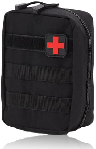 XPEX 1 Stück Erste Hilfe Tasche Leer, Taktische Taschen, 21 * 15Cm Molle Tasche, Notfalltasche,Wasserdichtes Rip-Away First Aid Kit, Tactical Survival Bag Für Outdoor, Camping, Reisen(Schwarz)