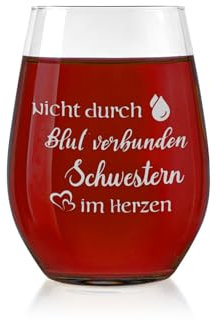 Weingläser Mit 'Schwestern Im Herzen' - Geschenke Für Freundinnen, Frauen, Beste Freundin - Lustige Geburtstagsgeschenk, Weihnachtsgeschenke - Weingläser To Go, 480ml