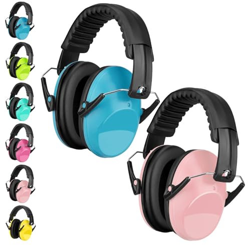 BraveKoi Kids Ear Defenders 2 Pack, 26dB SNR Children Noise Cancelling Headphones Foldable Adjustable Hearing Protection Noise Cancelling Earmuffs for Autism, Boys, Girls, Toddlers (Age 3-16 Year Old)