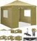 COBIZI Pavillon 3x3 Wasserdicht Stabil Faltpavillon 3x3 Profi mit 4 Seitenteilen Gartenpavillon Gartenlauben Faltbar UV-Schutz 50+ Partyzelt für Strand Hochzeit Camping, Khaki