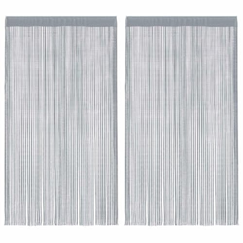 vidaXL Fadenvorhänge 2 STK. Hellgrau 140x250 cm, Fadengardine, Fransenvorhang, Gardine, Türvorhang, Vorhang, Vorhang mit Stangentasche, Raumteiler