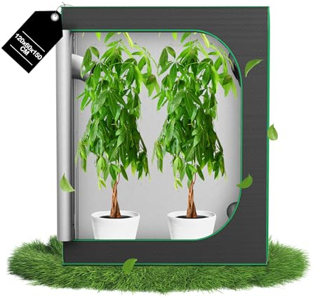 YRHome Growzelt für Indoor Growbox Lichtdicht & Wasserdicht mit Transparentem Sichtfenster Pflanzenzelt aus 600D Oxford-Stoff Zuchtzelt Indoor Anbauzelt Grow Tent für Tomaten Gemüse - 120x60x150cm