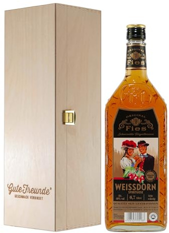 Fies Weissdorn Spirituose mit Geschenk-Holzkiste