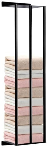 CROWNSHOP Towel Rack 85CM Towel Storage Wall Mounted Rolled Folded Towel Holder Sturdy and Large Capacity Suitable for Bathe Towels and Hand Towels Matte Black