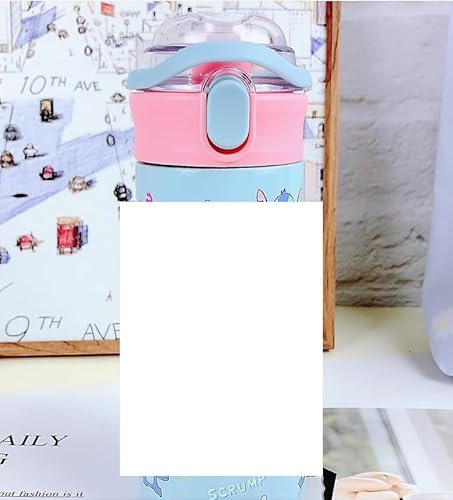 Kinder Thermo Isolierflasche 500ml Trinkflasche Pop-up Campus Wasserflasche Kinder Edelstahl Isolierte Wasserflasche mit Stroh Auslaufsicher für Jungen Mädchen-A