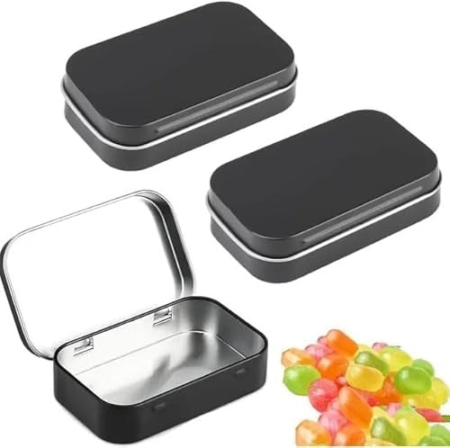 Dwang 3Pcs Black Rectangular Small Tins with Lids Tin Boxes Tins Container Metal Empty Hinged Tin Storage Boxes for Candy Key Earrings Food Storage Decorative Accessories