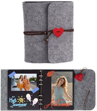 FilzScrapbook Album,FilzSelbstklebendes Fotoalbum, Fotobuch zum Einkleben DIY Fotoalben, Vintage Filz Scrapbook Album, schwarze Innenseite, kreative handgemachte Geschenke, Weihnachtsgeschenke