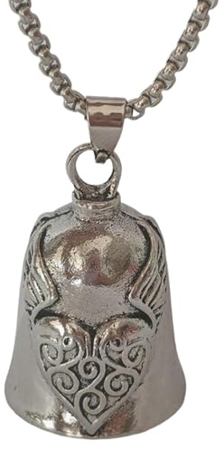 AXOBOG Guardian Bell Biker Bell, Stainless Steel Motorcycle Bell with Angel Engraving as Lucky Charm Protective Bell, Traditional Blessing The Peace Pendant for Motorcyclists, Key Ring
