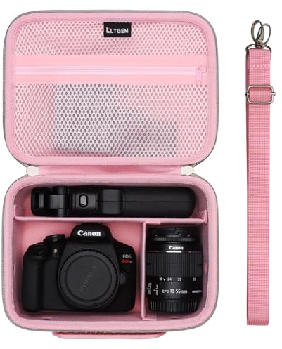 L LTGEM Hard Camera Case for Canon R100 R50 R10 R8 R7 R6 R5 4000D 2000D 1200D 600D DSLR Carry Case with Shoulder Strap Shockproof Travel Photography Pink