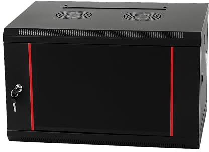 Danicom Baseline 19 Zoll 6 HE Netzwerkschrank mit Glastür- Schwarz | 600x450x368mm (BxTxH) - Traglast 50 kg - Wandmontage - Serverschrank - Wandgehäuse - Server rack