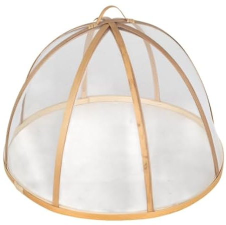 SIGNES GRIMALT Cloche Alimentaire 35 cm en Bambou et Maille – Couvercle Protecteur Anti-Mouches pour Gâteaux, Fruits et Plats – Diamètre 35 cm, Hauteur 24 cm