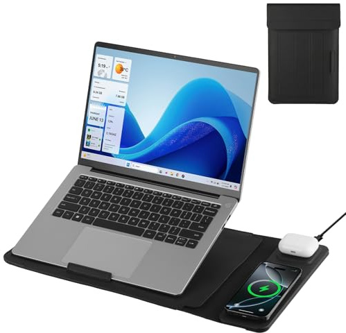 Laptop Sleeve bag With Stand &Wireless Charging for MacBook Air 13.6 inch, MacBook Pro/Air/Neo 13,Slim Case Bag for 13-14 inch Laptops With Wireless Charger