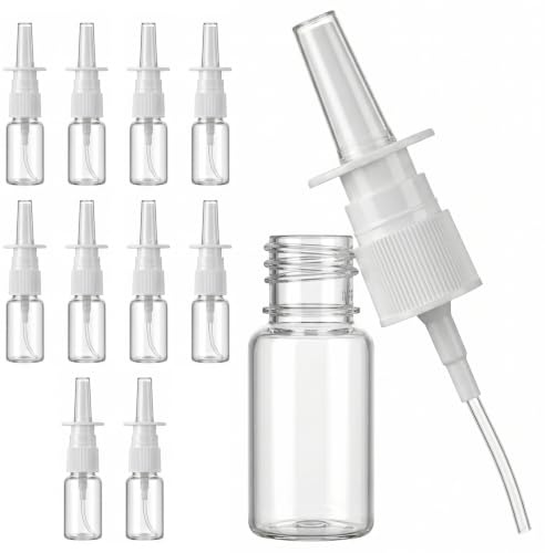 10Pcs Clear Nasal Spray Bottle 10ml, Refillable Empty Nose Mist Bottle | Portable Small Spray Bottles for Nose Cleaning and Rhinitis Care, Saline Solution, Nose Mist, Travel and Daily Liquid Storage