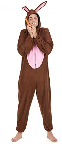 DEGUISE TOI - Déguisement lapin homme - Combinaison - Taille Unique - Marron - Déguisements adultes - 100% polyester - Lavage à la main - Carnaval