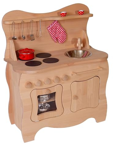 Schwungvolle Kinder-Spielküche 2015G - Holz-Spielzeugküche mit Herd und Spüle