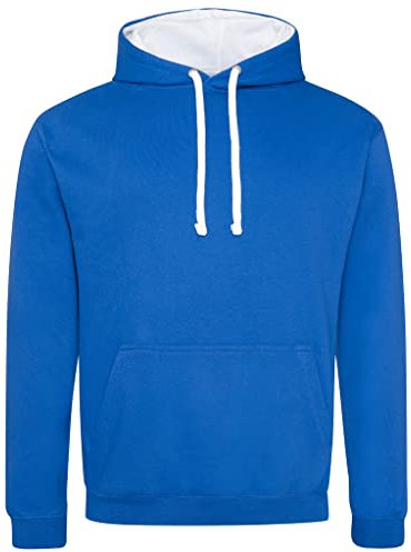 AWDis Men's Varsity Hoodie, Multicoloured (Royal Blue/Arctic White), XX-Large