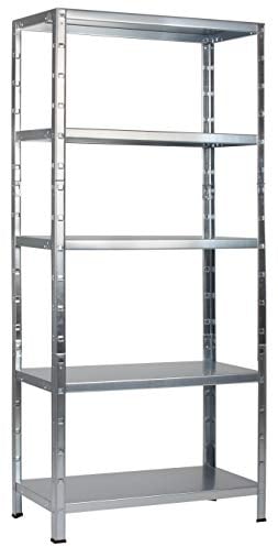 Schulte Regalwelt Steckregal mit 5 PowerMAX Fachböden, 85 kg Tragkraft, 200x100x35 cm (HxBxT), verzinkt (Lagerregal, Werkstattregal, Kellerregal, Garagenregal, Metallregal