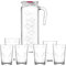 Set of 4 Clear Drinking Glasses Glass and 1 Bottle