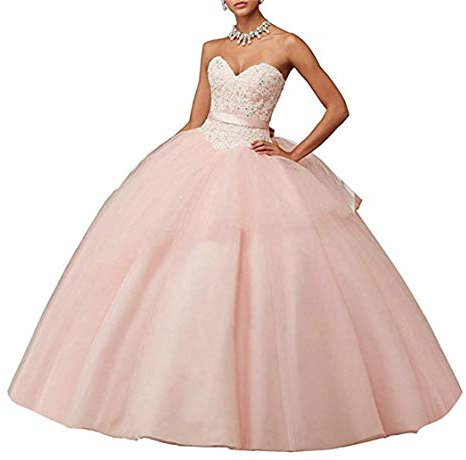 XUYUDITA Lace Appliques Ball Gown Vestido de Fiesta de Noche Beading Sequined Quinceanera Vestidos de Largo Rosa-36