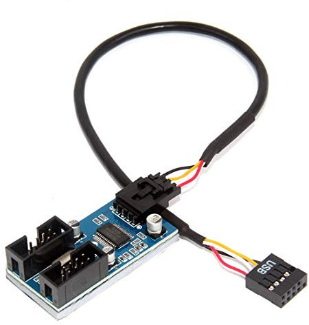 BGNing 9pin USB en-tête Mâle 1 à 2/4 Femelle Extension Câble Carte Bureau 9-Pin USB HUB USB 2.0 9 Broches Connecteur Adaptateur Port Multilier (1 to 2)