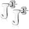 Bungsa BUCHSTABE J Ohrstecker Silber - BUCHSTABEN J Ohrring in Silber - Alphabet Ohrringe zum Stecken - aus Edelstahl - Ohrschmuck für Damen, Kinder & Herren