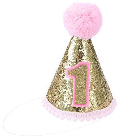 TOYMYTOY Chapeau de princesse à paillettes pour 1er anniversaire avec bandeau réglable pour bébé fille (Rose)