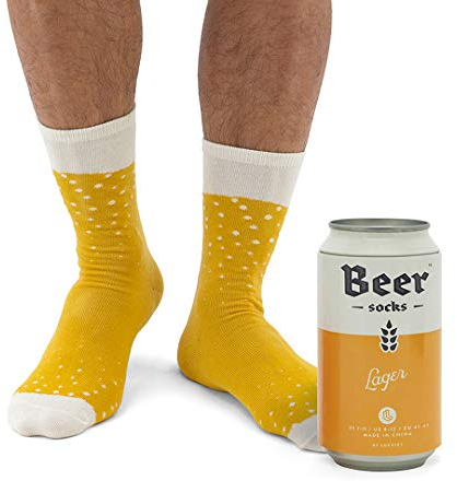 Luckies of London Biersocken | Herrensocken in der Dose | Lustige Socken für Männer | Geschenke für Papa | Verrückte Baumwollsocken | Lustige Socken für Männer | Gelb